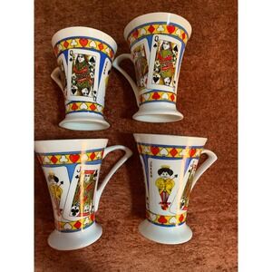 NOTE Hitkari Potteries Bone China Playing Cards Mugs Set 4 Joker King Queen Jack